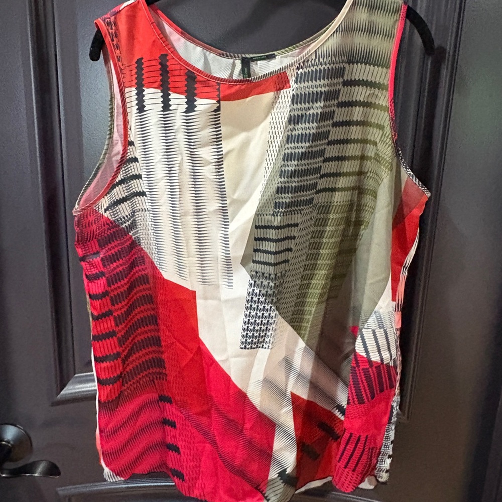United Colors Of Benetton Red and Cream Tank Top